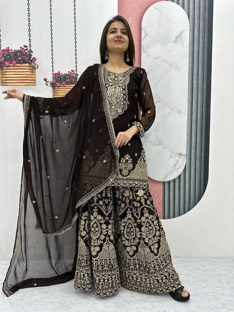New Designer Party Wear Top Plazzo & Dupatta Set
