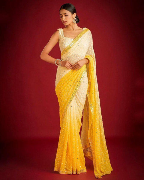 New Premium Beautiful Embroidery Work Saree