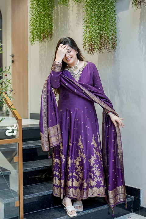 New Premium chanderi base fabricpremium Anarkali suit