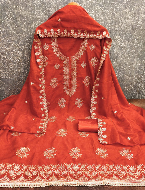 New BEST QUALITY VICHITRA SILK EMBRUDERY WORK Dress