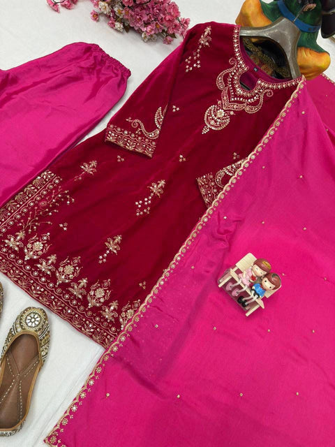 NEWLY LAUNCHED VELVET KURTI-PLAZZO SET