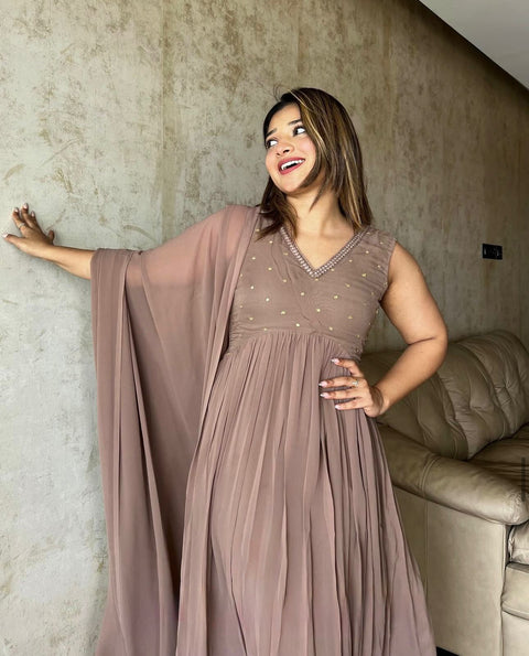 NEW Launching  Designer Party Wear Heavy Faux Georgette Dress