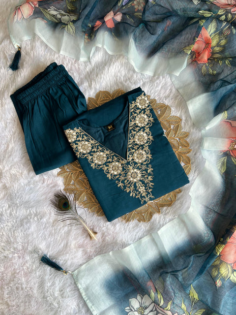 New Designers Kurti Pent Dupatta Set