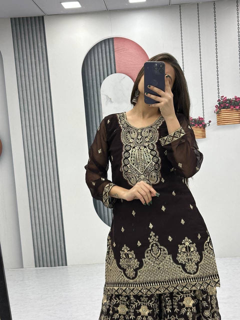 New Designer Party Wear Top Plazzo & Dupatta Set