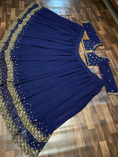 New Premium Premium  Georgette Embellished With Beautiful Embroidery lehenga
