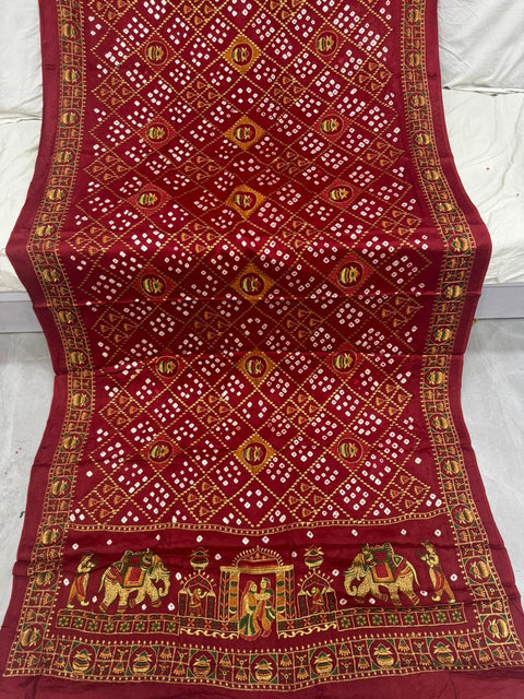 New  Silk Original Bandhani With Gota Embroidery Saree