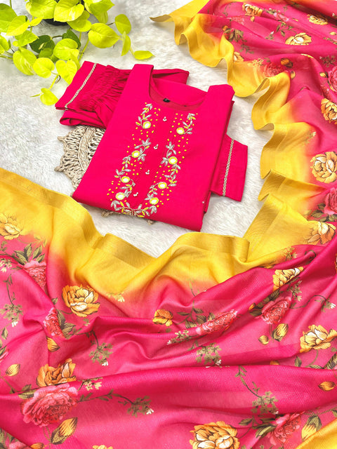 New Designers Kurti Pent Dupatta 3 pic Set