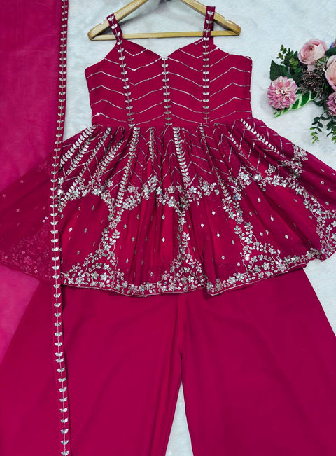 New Premium Sharara Pink SlitSuit Set
