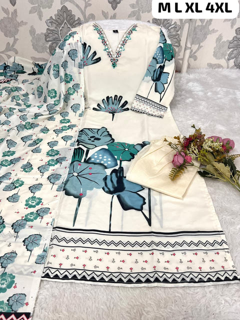 New premium Muslin Silk Kurti With Pant With Dupatta