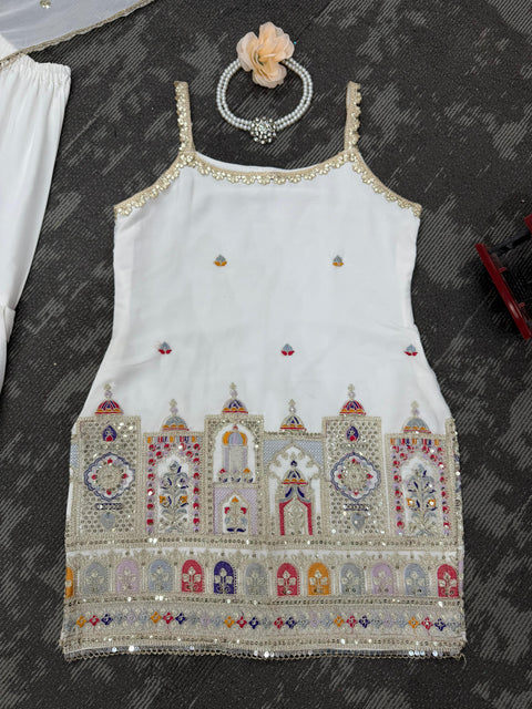 New beautiful Designer Suit on Foux Gorgette fabric With Inner and Thred & Sequnce work shara