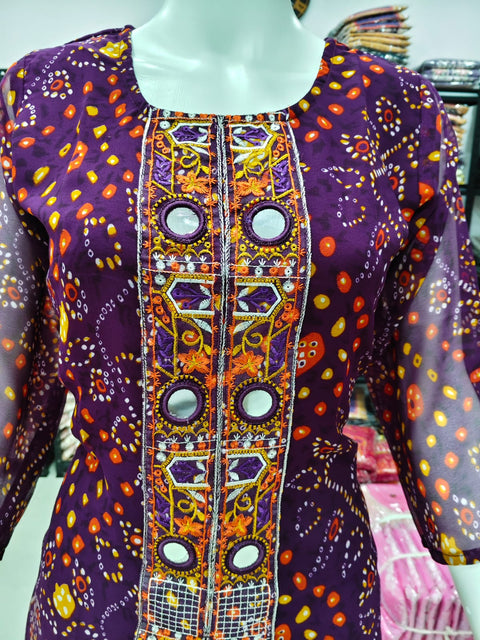 New Beautiful Purple And Pink Bandhani Printed Plazo set