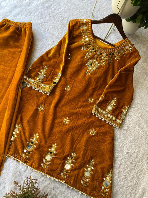 New EMBROIDERY AND REAL MIRROR WORK DESIGNER WEAR CO-ORD SET