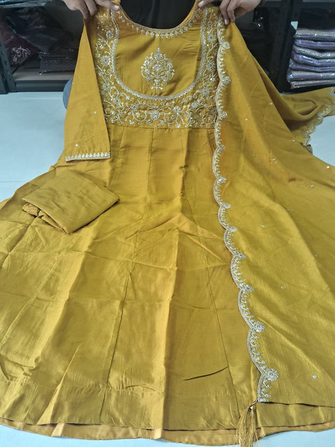New Designer Embroidered Anarkali and Pant with Dupatta Set