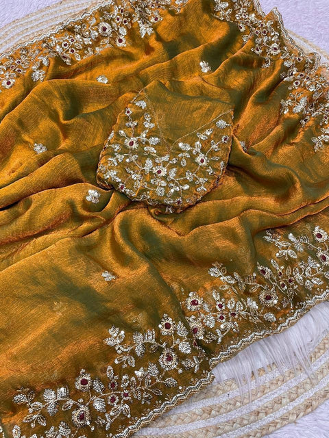 New sequence  coding embroidery work with  Sequence Butti in  Body Parts saree