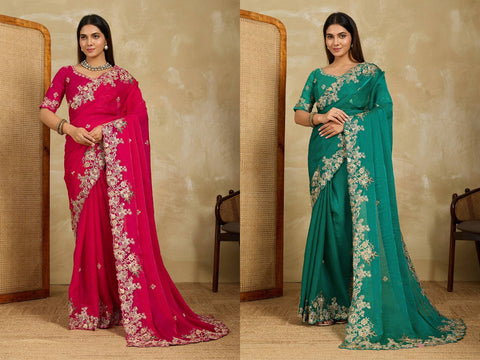 New Launch Party Wear Soft Fendy Chiffon Saree