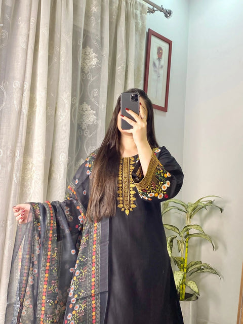 New DESIGNER WEAR EXCLUSIVE EMBROIDERED TOP WITH PLAZZO
