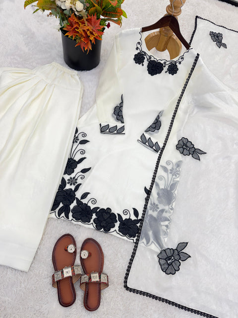 New Premium Fendy SilkFully Stitched & Ready to Wear bottom with Duppta