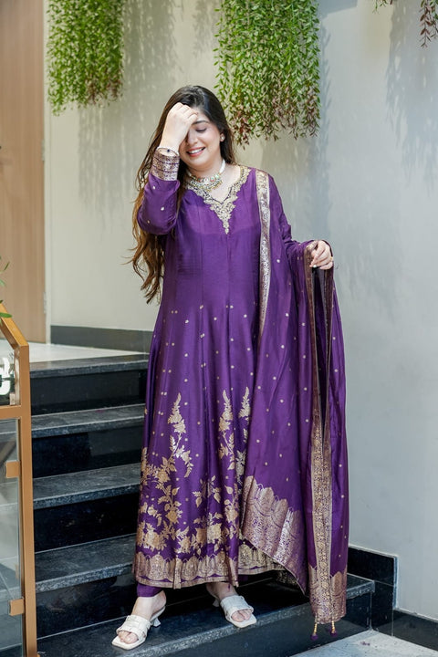 New Premium chanderi base fabricpremium Anarkali suit