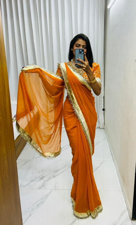 New Premium LaunchOriginal Hand Charkhi Gotta PattiSaree