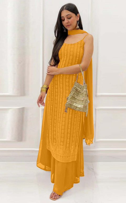 New Beautiful suit sets in Embellishedgeorgette suit set Top pent with dupatta