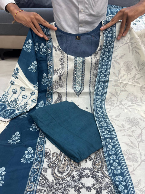 New Beautifully bordered dupatta with floralBerry Silk Suit Set