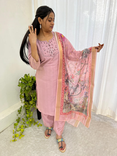 New Designers Kurti Pent Dupatta 3 pic Set