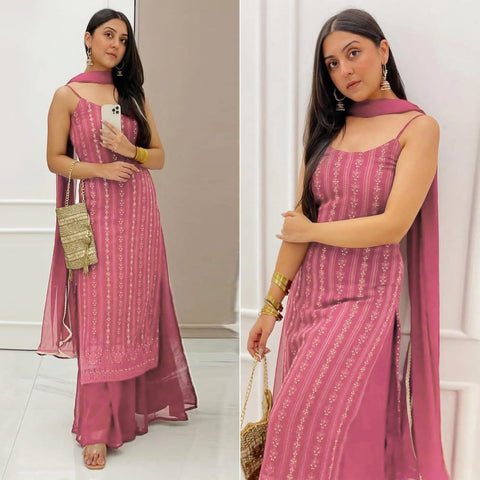 New Beautiful suit sets in Embellishedgeorgette suit set Top pent with dupatta