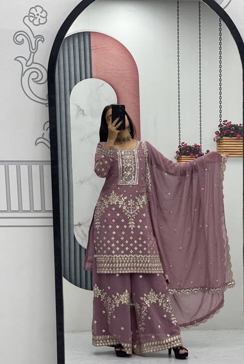 New Designer Party Wear Top Plazzo & Dupatta Set