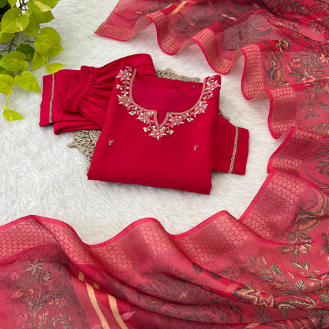 New Designers Kurti Pent Dupatta 3 pic Set