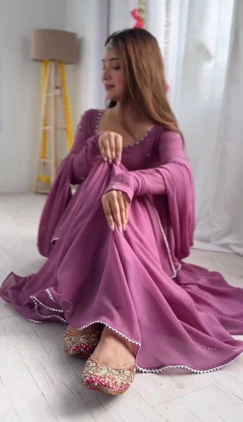 New Designer Collection In Faux Georgette With Embroidery Work Gown