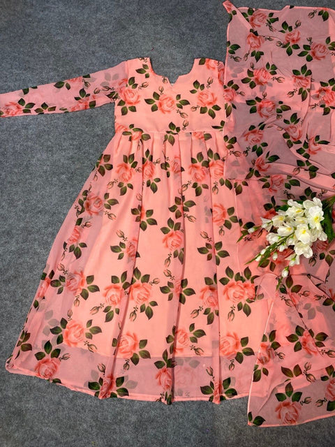 New Premium Printed Attractive Party Wear Georgette Gown