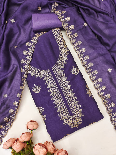 New BEST QUALITY VICHITRA SILK EMBRUDERY WORK Dress