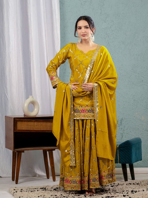 New Designer Party Wear Look Top , Sharara Plazzo  and Dupatta
