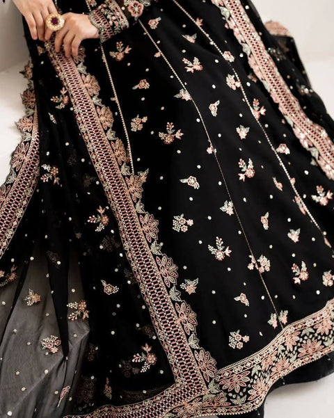 NEW SPECIAL DESIGNER SEQUINS & ZARI EMBROIDERED ANARKALI GOWN WITH SHARARA