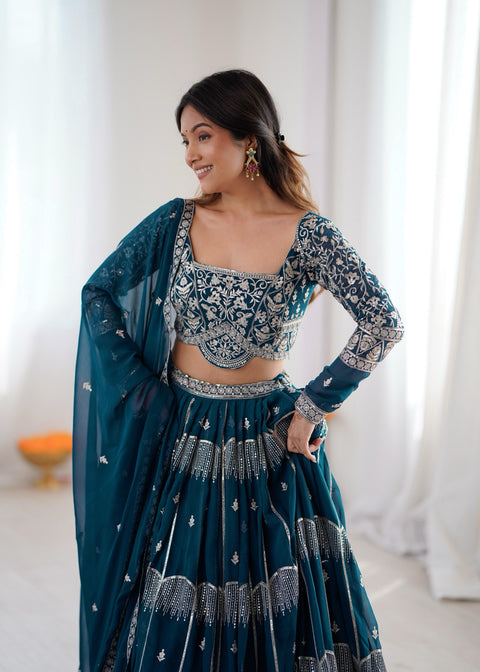 New LaunchBeautiful Thread Embroidery with SequinReal ModelingLEHENGA