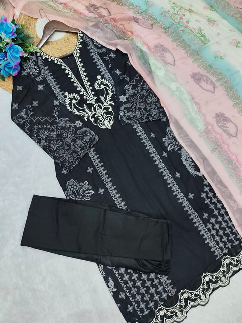 New Premium Heavy Cotton Print With Embroidery Sequence Work Pakistani Prints suits