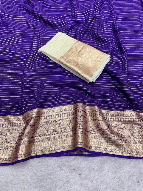 New Arrivals Pure Viscose Georgette Saree With Heavy Weaving Border and Zari Lining Concept With  Contrast Viscose Blouse