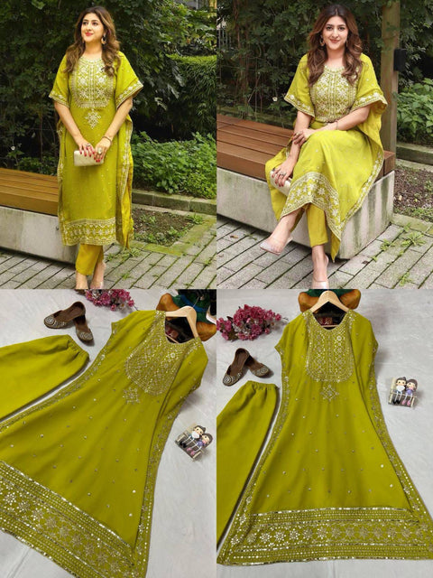 NEWLY LAUNCHED FAUX GEORGETTE KUFTAN-PANT SET