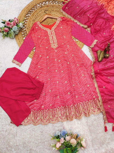 New Luxurious Feel Exclusive Chinon fabric kurta and dupatta