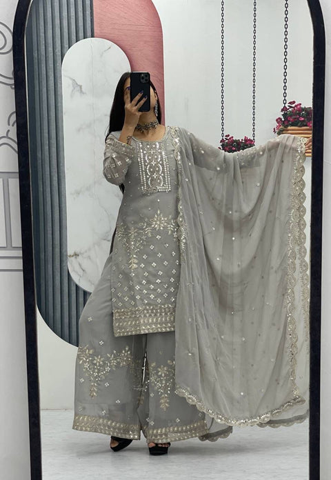 New Designer Party Wear Top Plazzo & Dupatta Set