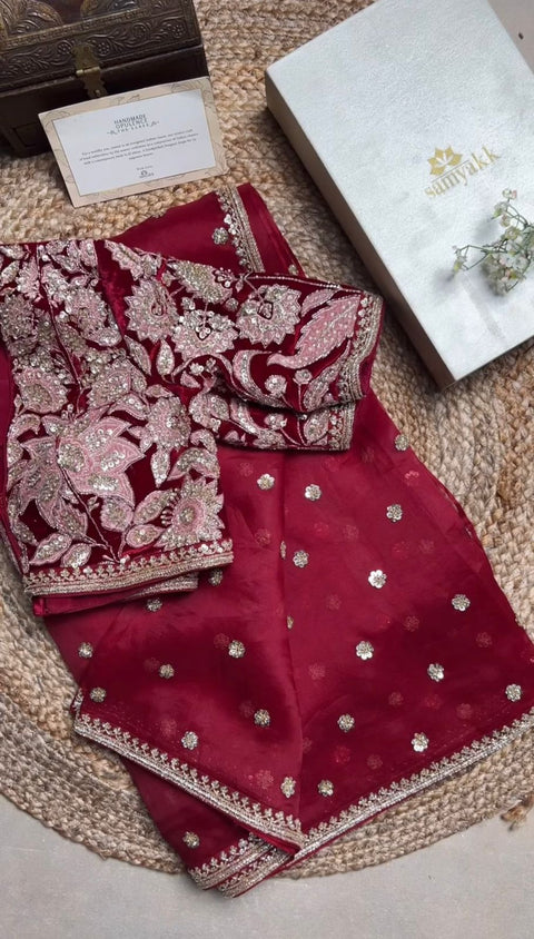 New Premium Thred & Sequnce work beautiful Designer Saree
