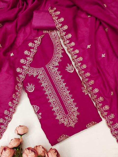 New BEST QUALITY VICHITRA SILK EMBRUDERY WORK Dress