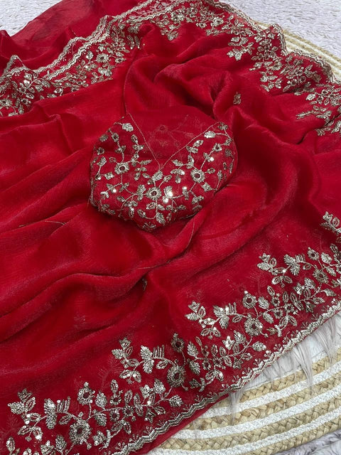 New sequence  coding embroidery work with  Sequence Butti in  Body Parts saree