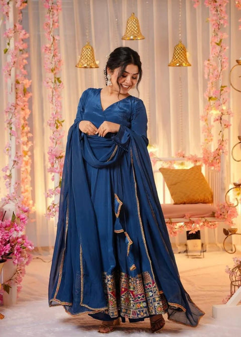 New woman Angrakha style anarkali kurta with dupatta suit
