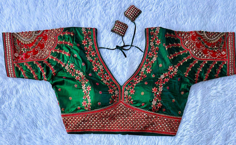 New Beautiful Copper Jari With 4 Sequence Heavy Embroidery Work Blouse