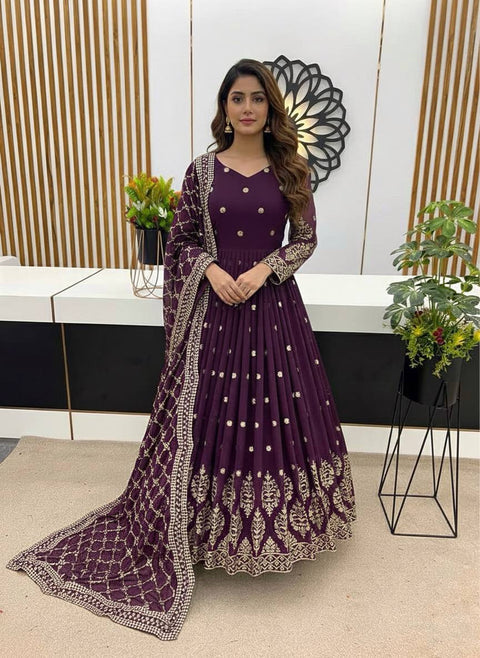 New Beautiful Elegant Embroidered Sequence Designer Anarkali Gown