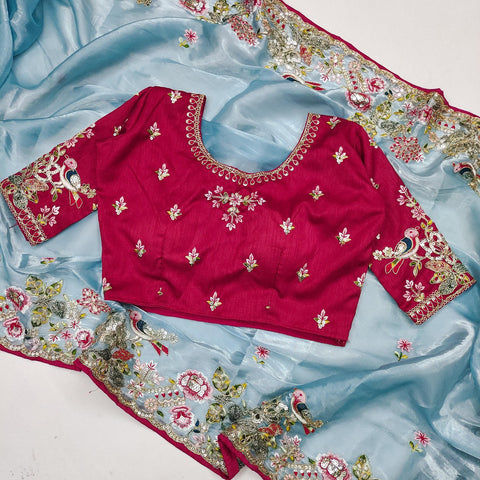 New LaunchingSoft Jimmy Chu Fabric With Multi Thread Embroidery Coding SequenceĐěsigner saree