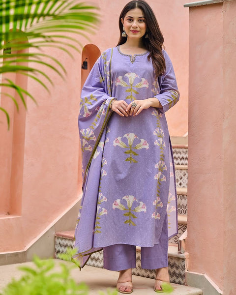 New beautifully floral printed Cotton kurta with subtle hand embroidery