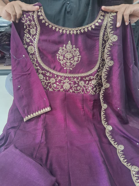 New Designer Embroidered Anarkali and Pant with Dupatta Set