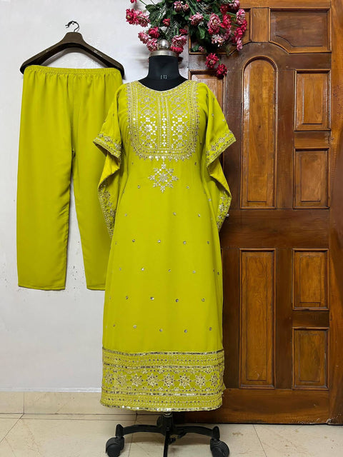 NEWLY LAUNCHED FAUX GEORGETTE KUFTAN-PANT SET